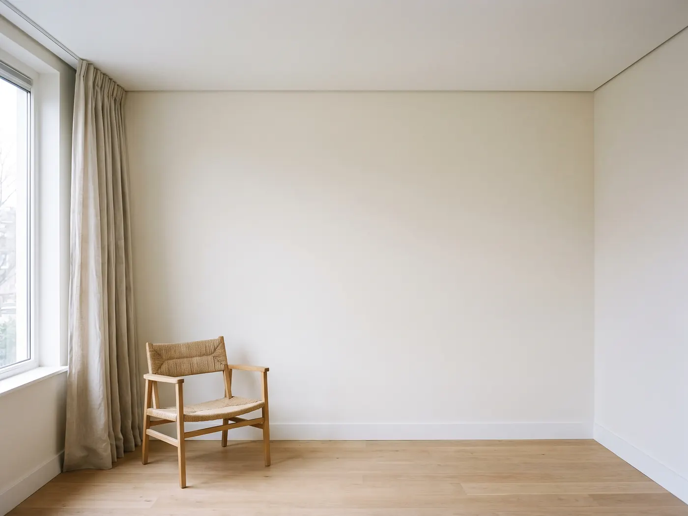 Kamer met muren in gebroken wit